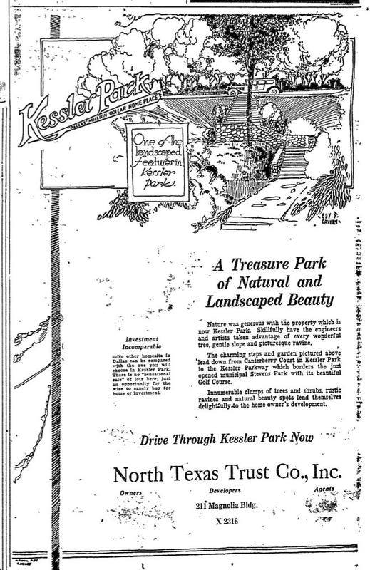 An old brochure for Kessler Park shows the beautiful stone stairways that can be found within the neighborhood. 