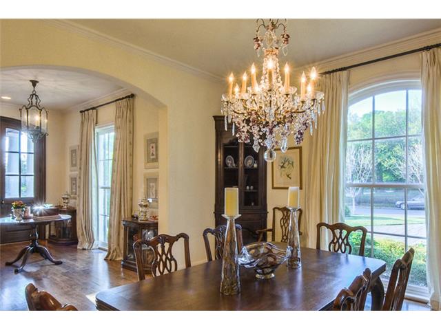 To the left of the foyer is the formal dining area. The pair of