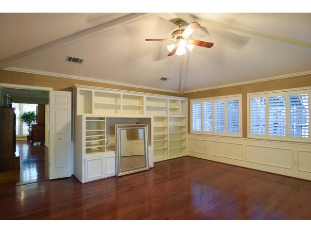 A huge den open to the kitchen