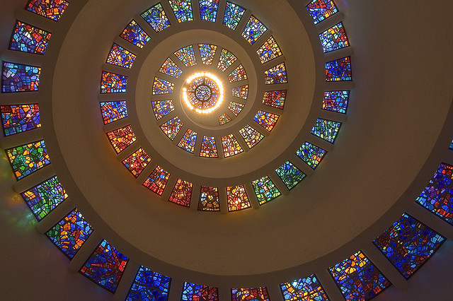 Looking up into Thanssgiving Tower. Photo: John McStravick via Creative Commons