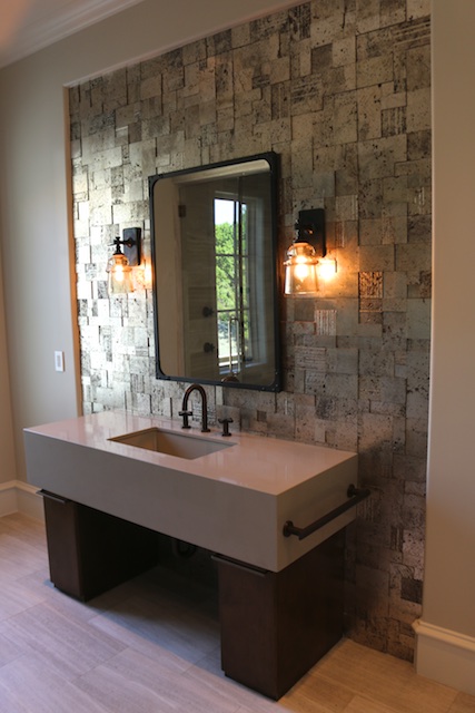 Vanity in his master bath features Kallista faucets (Photo: Lisa Stewart Photography)