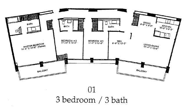 Original 3-bedroom configuration facing downtown Dallas