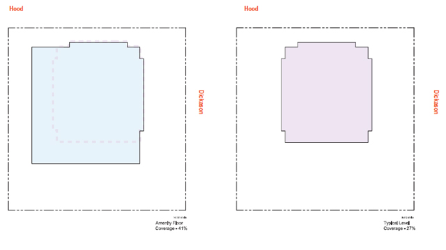 Turtle Creek Haus lot coverage. 41% for ground floors, 27% for tower versus 60% zoned