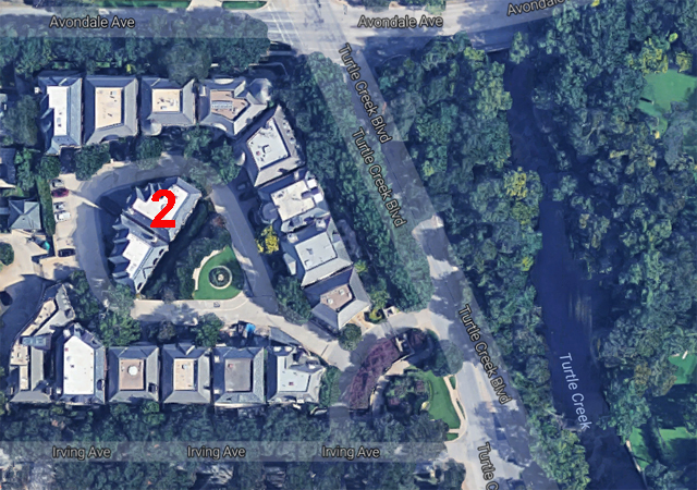 The “arrow” pointing to Turtle Creek. Unit #2 is in the center top facing towards the creek.