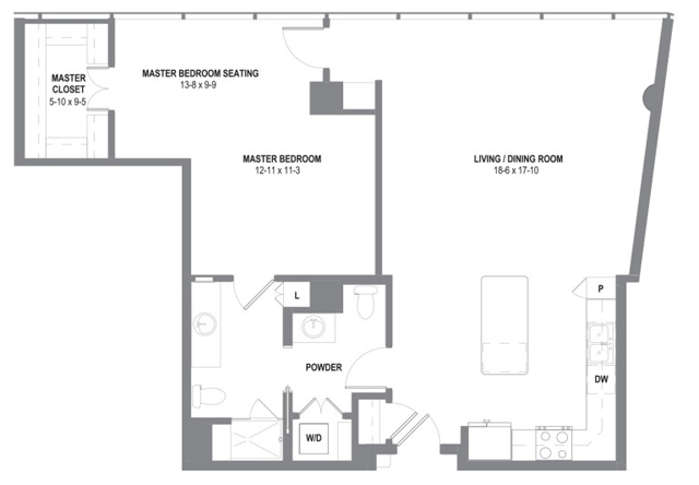 One-Bedroom, 1.5 Bathrooms with 1,127 Square Feet