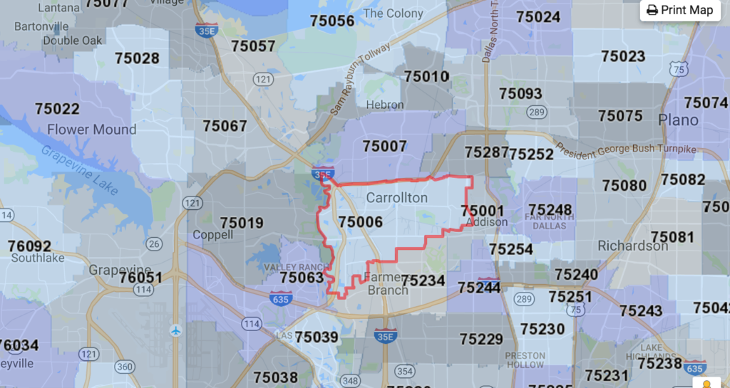 zip code for dallas texas