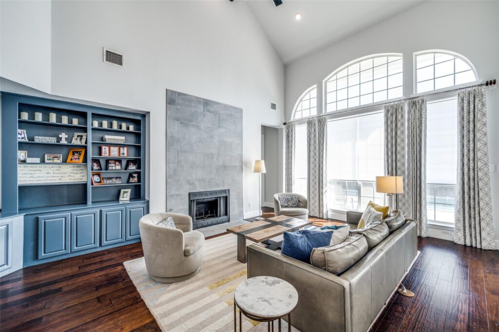 blue cabinets living room