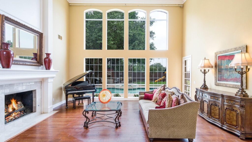 round-top windows in tall ceilings