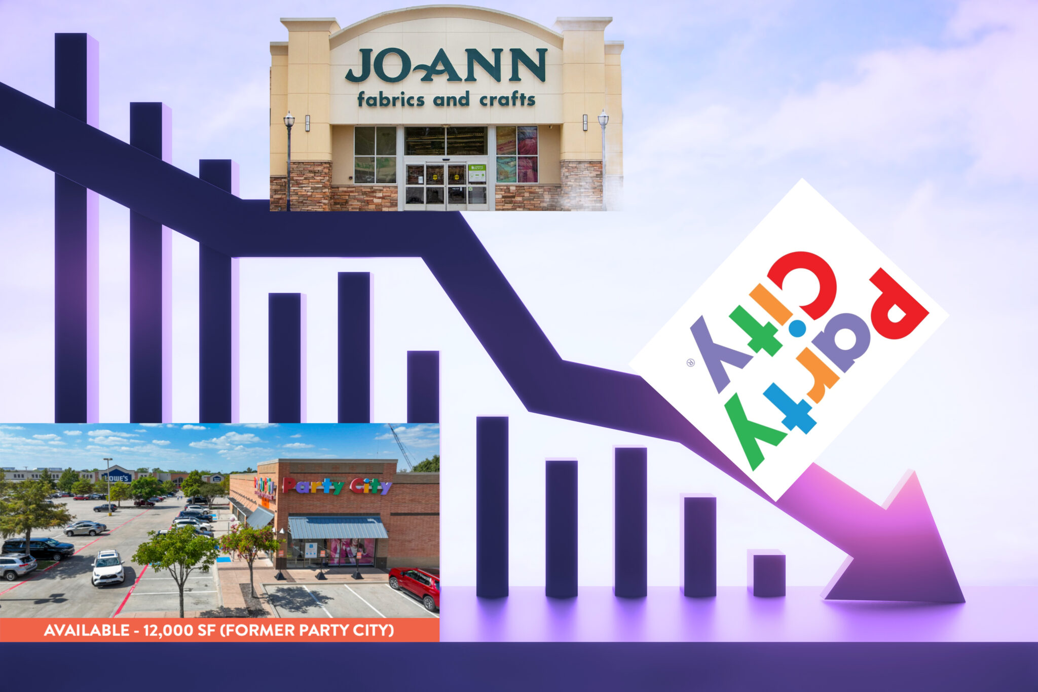 Joann and Party City logos