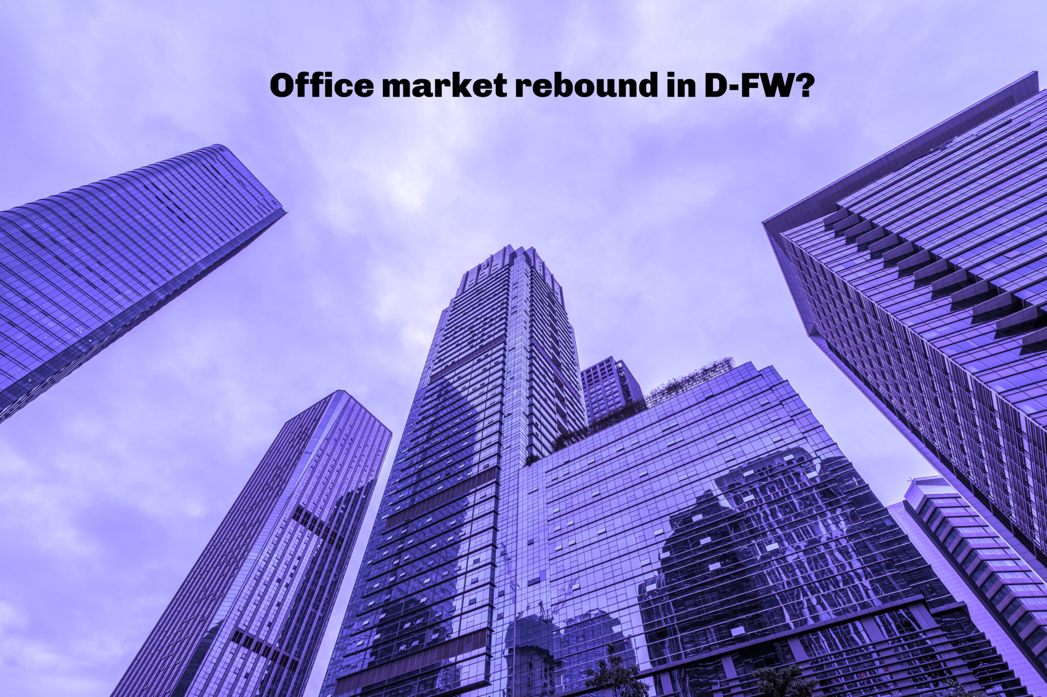 Office towers tinted purple