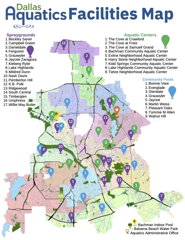 Dallas aquatics map