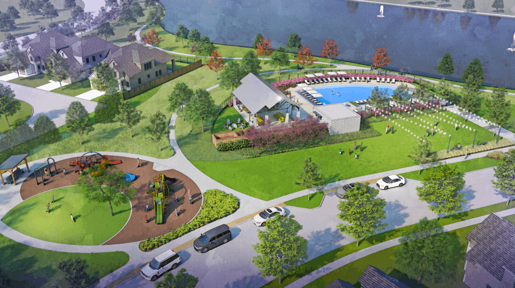 Rendering of amenity center and pool at The Heights at Uptown Celina. Credit: Rockhill Capital & Investments