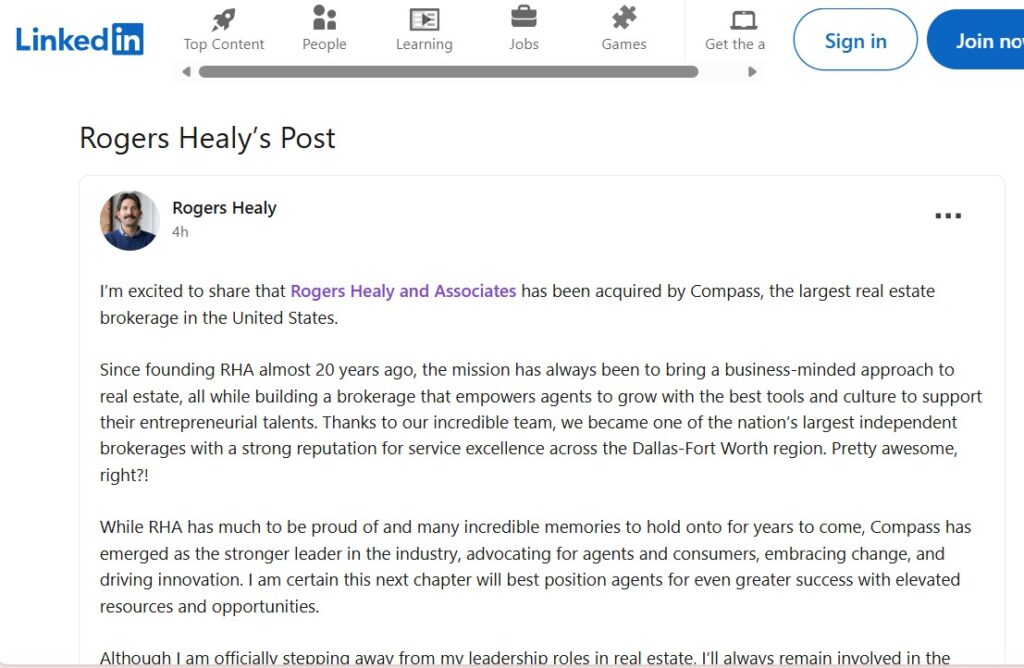 Rogers Healy and Associates Joins Compass