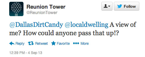 Reunion Tower Tweet